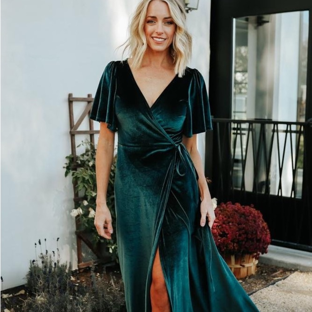 Baltic Born Meghan wrap velvet dress - Jade